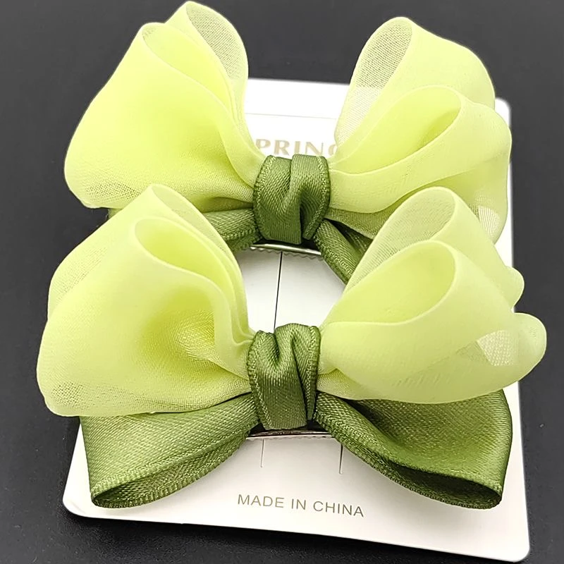 儿童蝴蝶结发夹子女童公主可爱对夹顶夹宝宝碎花边夹发卡表演发饰