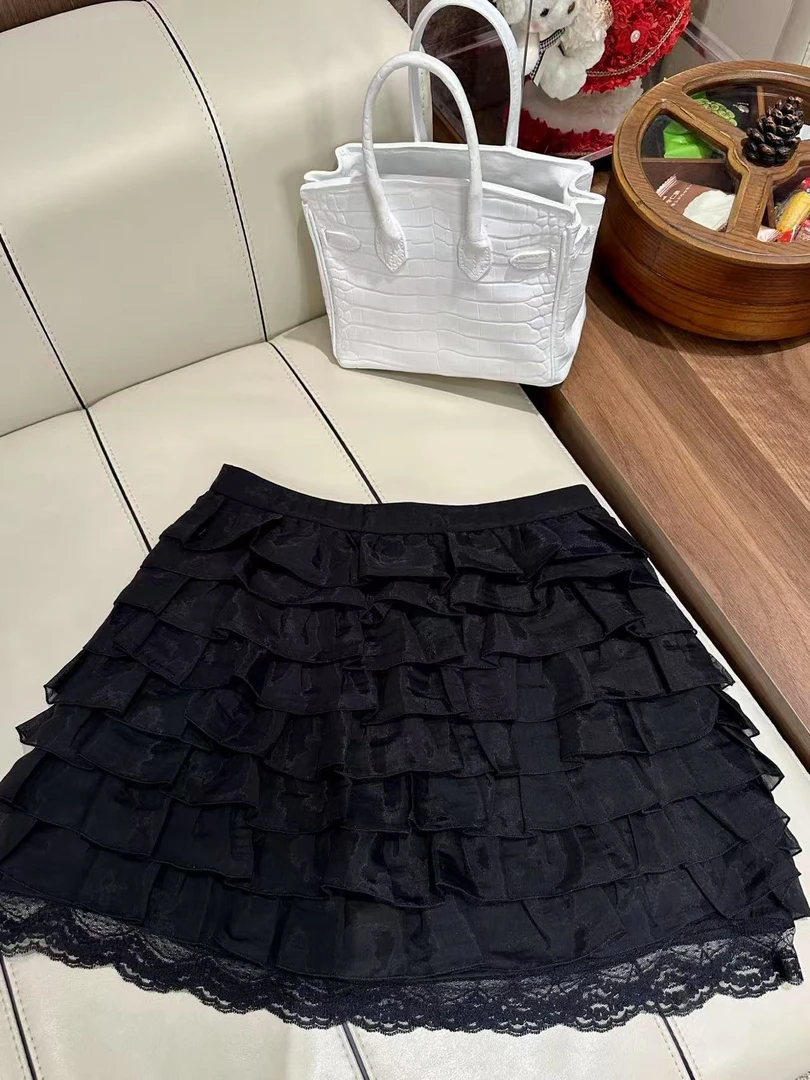 DL乐乐家【盛夏物语】夏季新款纯欲甜美花边蛋糕裙女高腰显瘦半身裙