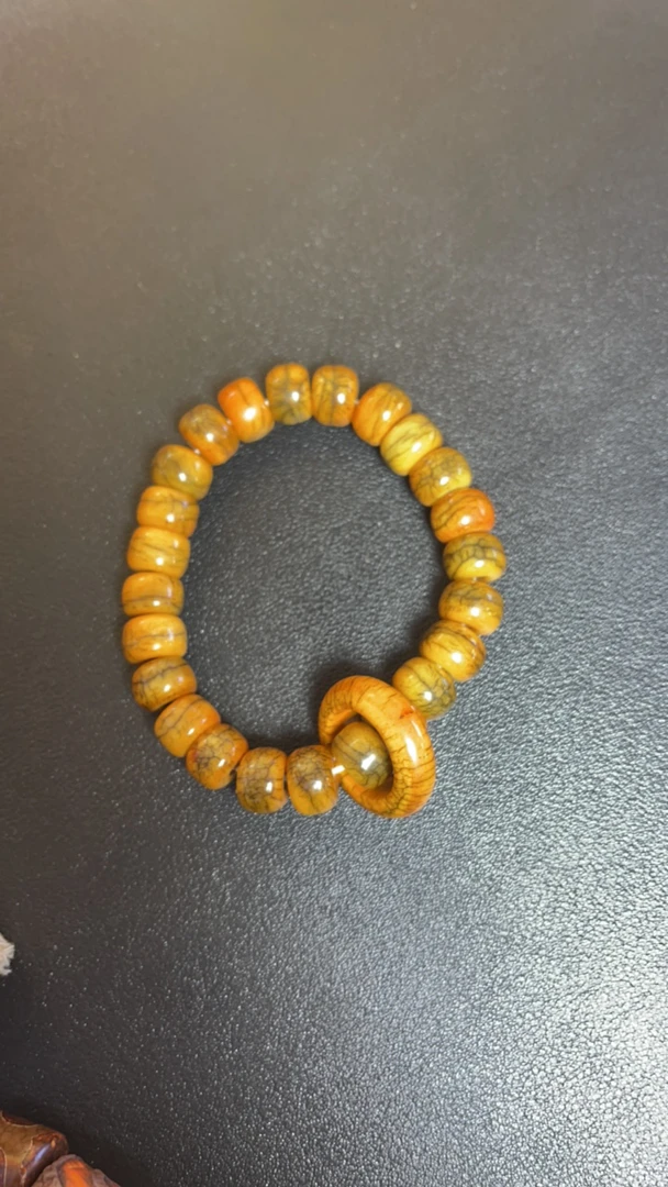 非金属珐琅手链 黄色百搭女款饰品非金属珐琅手链手串藏式