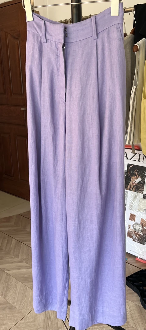 【FANXI】普罗旺斯时尚直筒裤百搭阔腿裤夏季女款宽松长裤高腰紫色