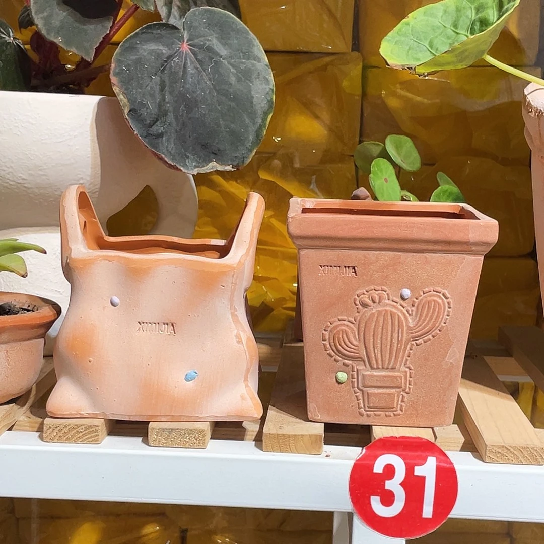 红陶2个花盆彩陶