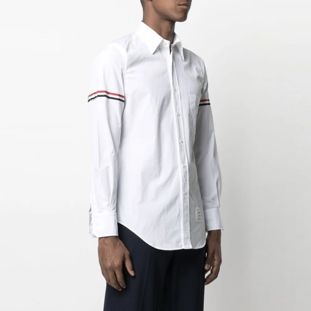 99新 THOMBROWNE 6882/THOM BROWNE 白色环条纹单排扣衬衫/1码