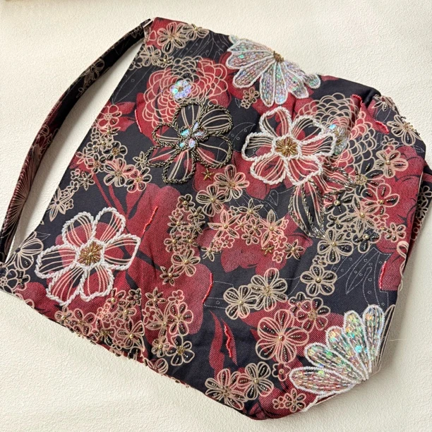 【六六中古】孤品复古串珠单肩包th7948尺寸33*31*13