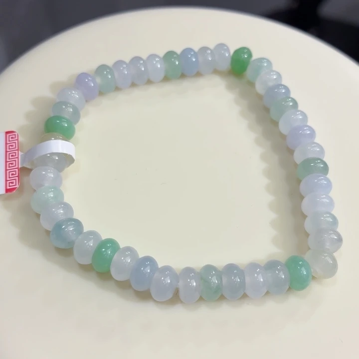 翡翠未镶嵌手链冰胶多宝鼓珠卡6.6
