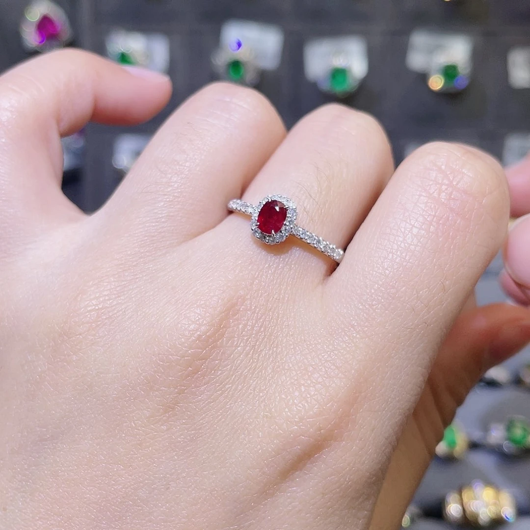 红宝石戒指18K金镶嵌0.46ct