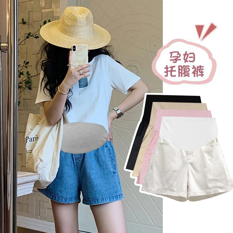 2025夏季薄款孕妇裤大码牛仔短裤宽松时尚显瘦阔腿裤时尚外穿中裤