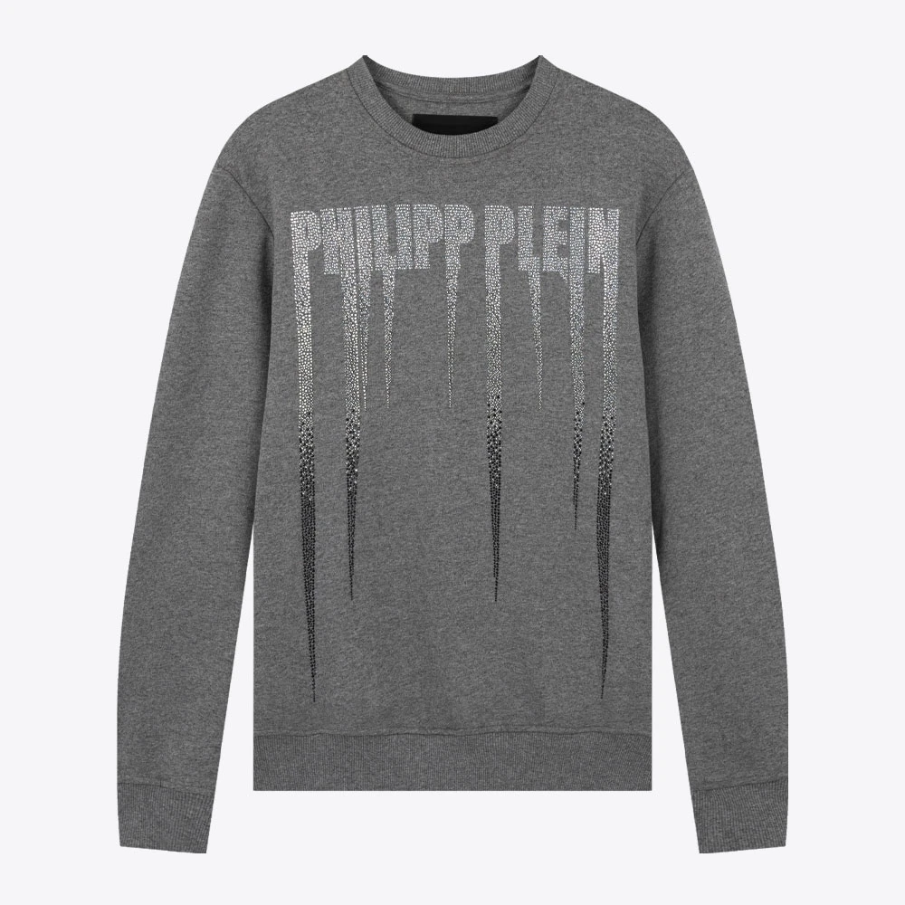 PHILIPP PLEIN PP钉珠LOGO薄绒男士圆领卫衣A18CMJB0667PJO002N10