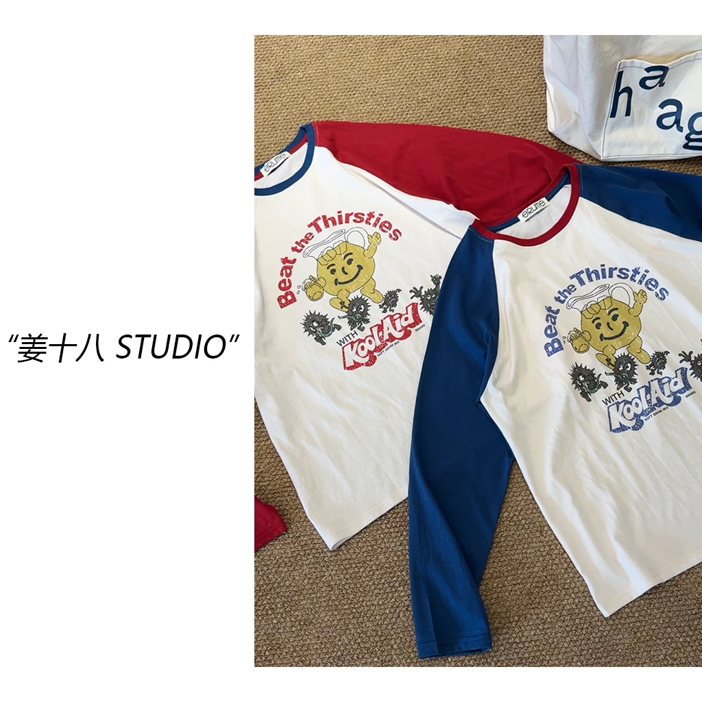 姜十八-「赏玩C位」韩国单！25新款圆领显摆时尚插肩袖T恤上衣