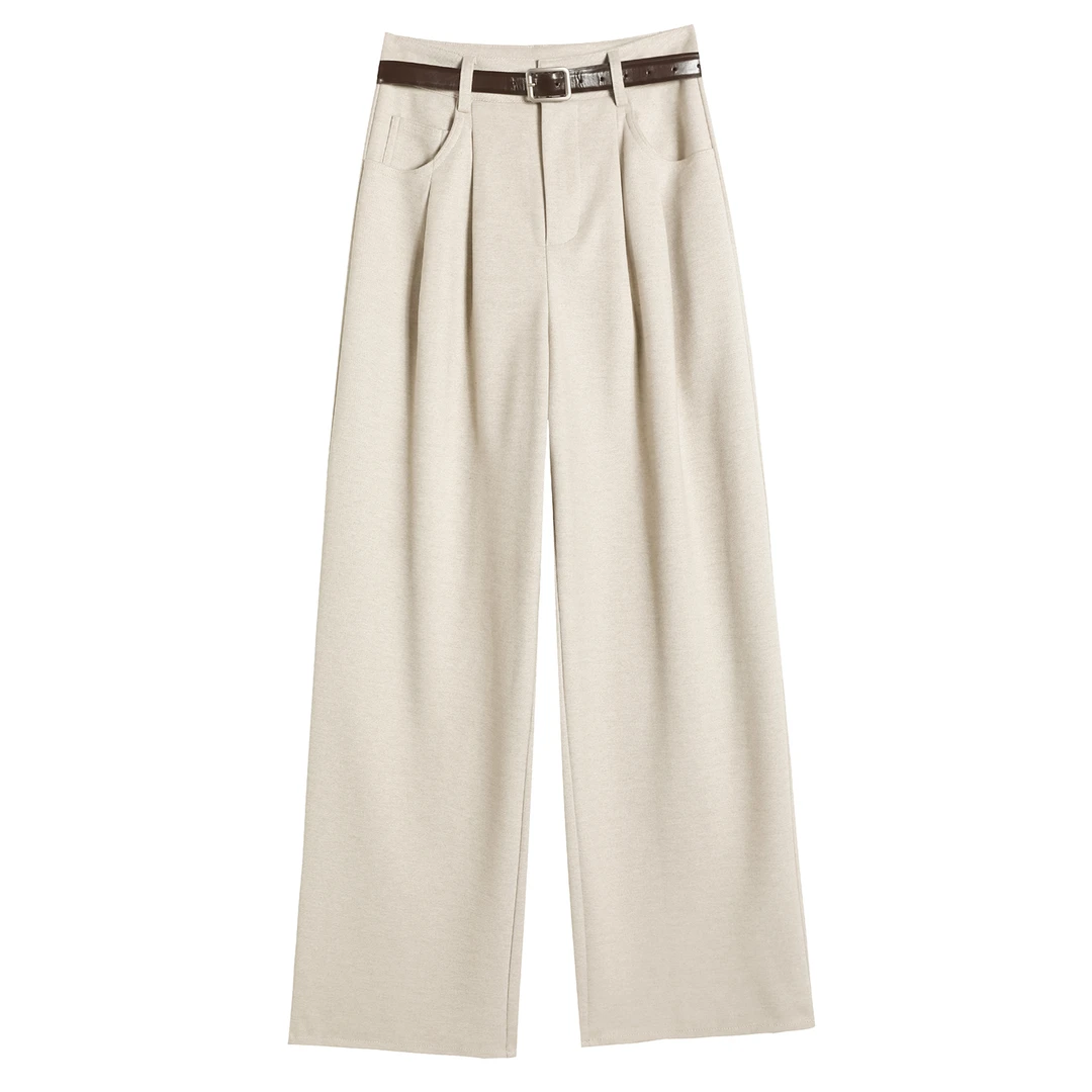 TUBREIT/图百年秋冬新款毛呢西裤窄版阔腿裤拖地裤高腰休闲拖地裤