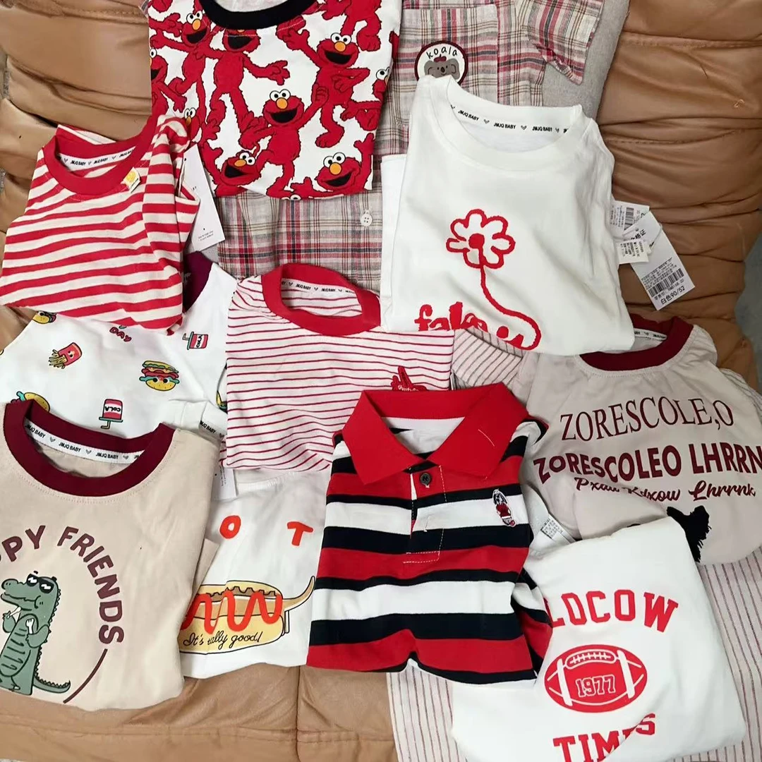 吉木吉千【红色 开年福袋 A013】25年男女童夏季韩版上衣五件套系列