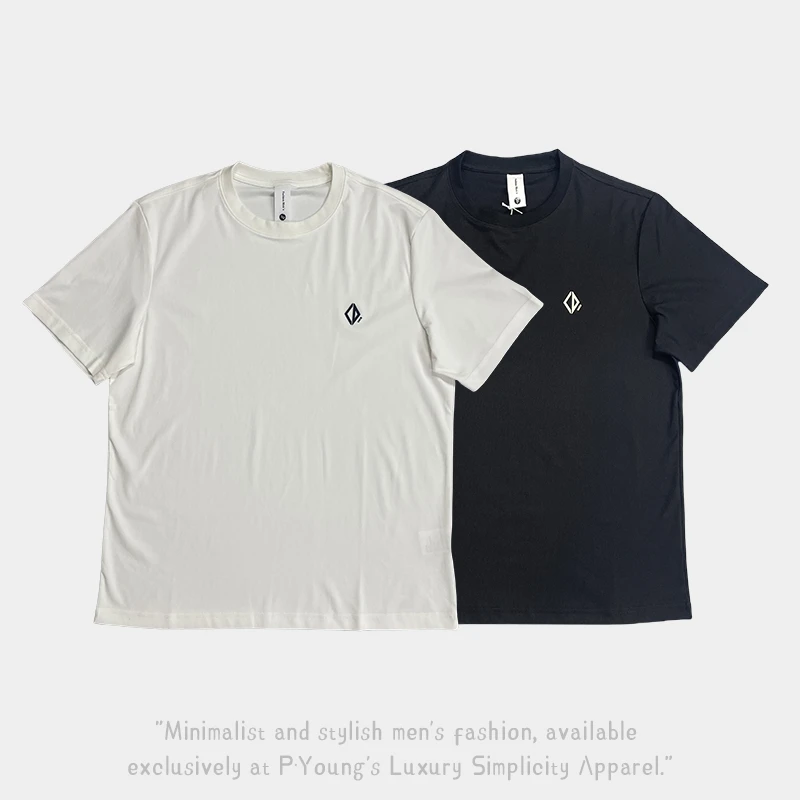 男士夏季新款休闲t恤透气舒适圆领纯色男子小标简约百搭短袖