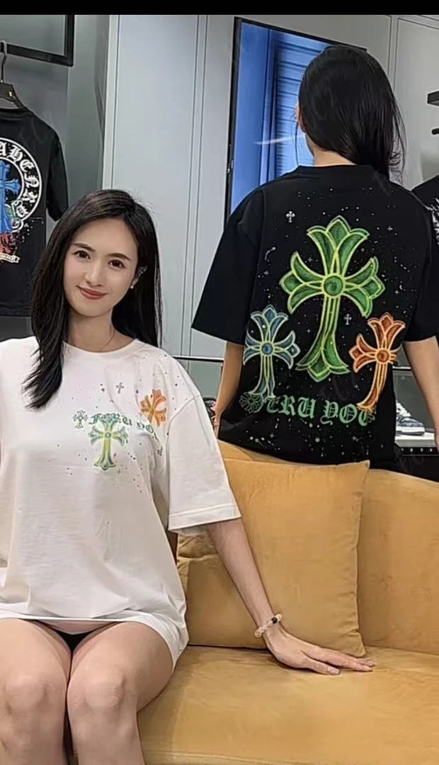 【克家-白墨加烫钻】百搭时尚半袖印花夏季韩版短袖轻奢痞帅男装