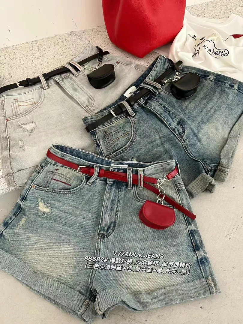 88682复古高腰牛仔短裤