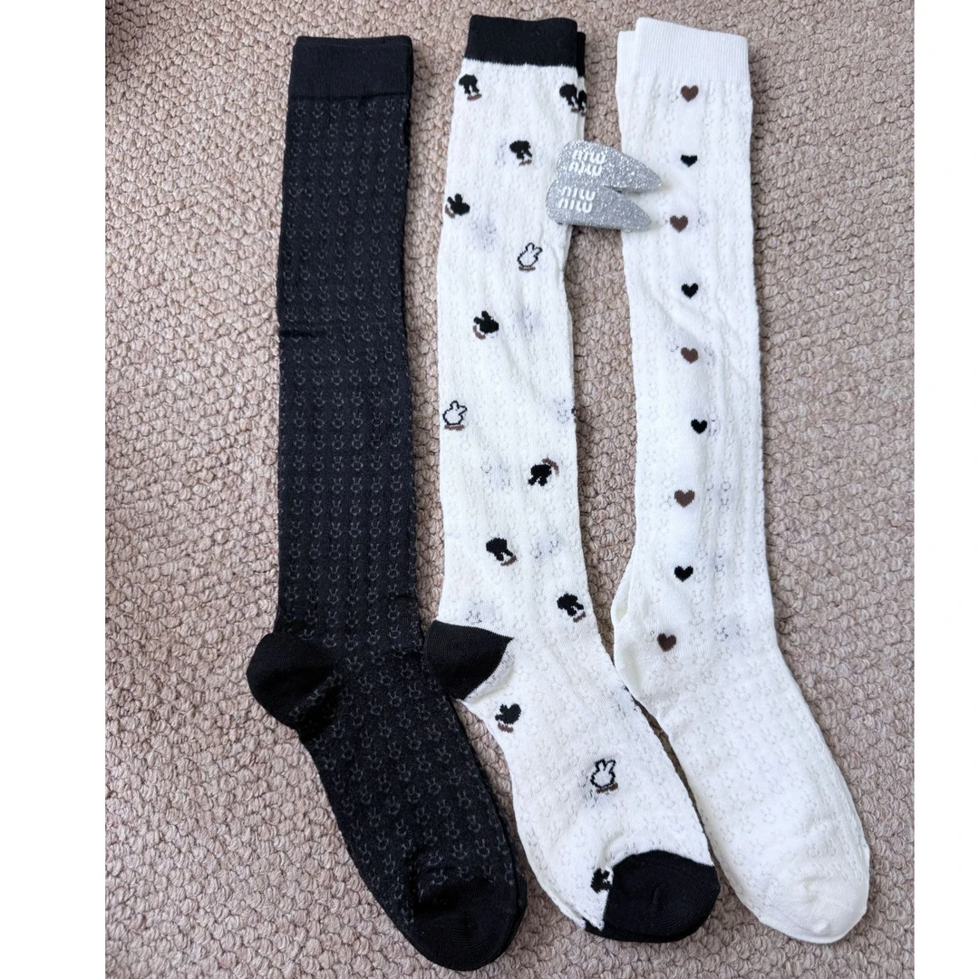 LUBEUNORTH 2025秋季新款 春秋高筒过膝长袜条纹中筒袜LUH25AW015