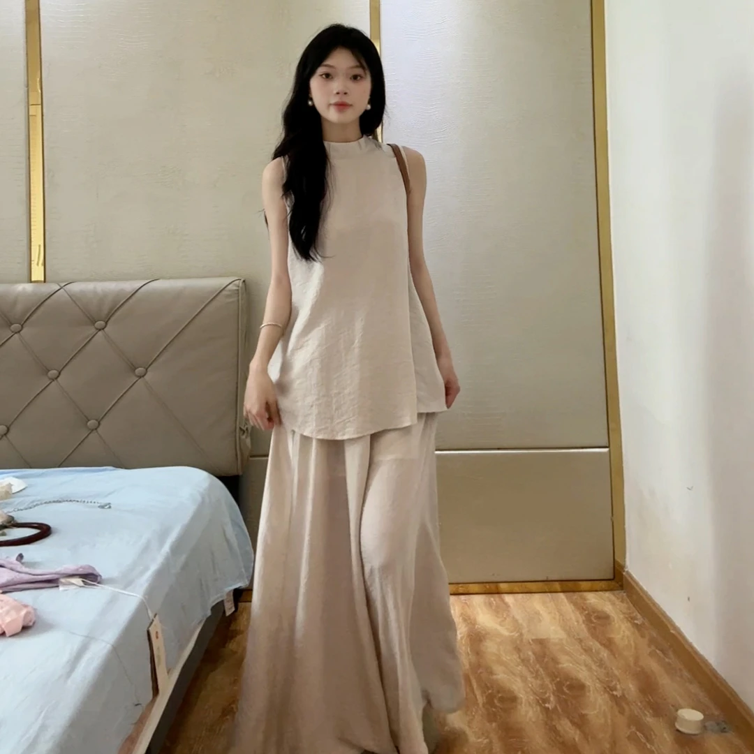 新中式国风无袖连衣裙子女夏季2026新款小个子清冷感禅意套装裙裤