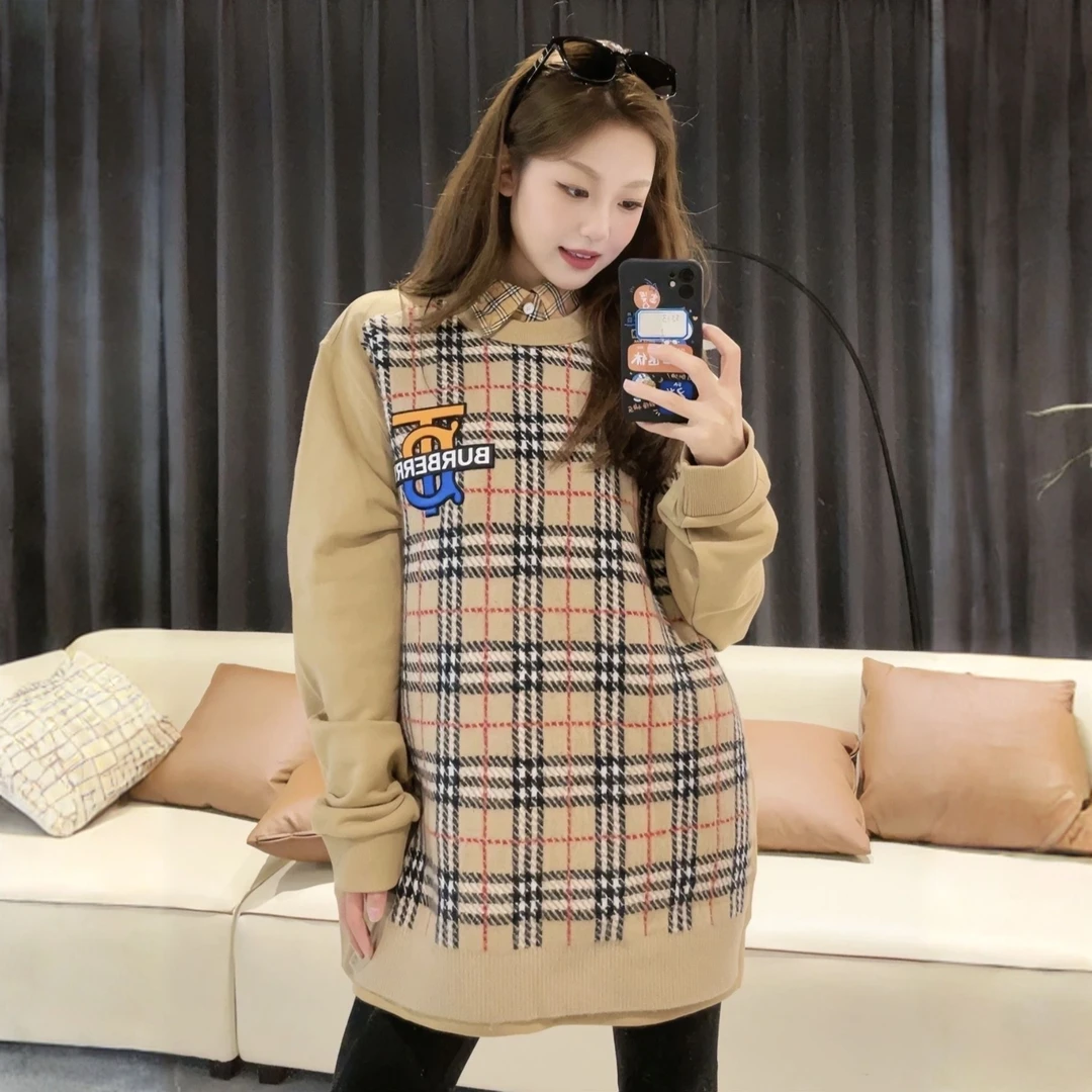 未使用 BURBERRY/博柏利 汤/TP033250/ 米黄色格纹卫衣