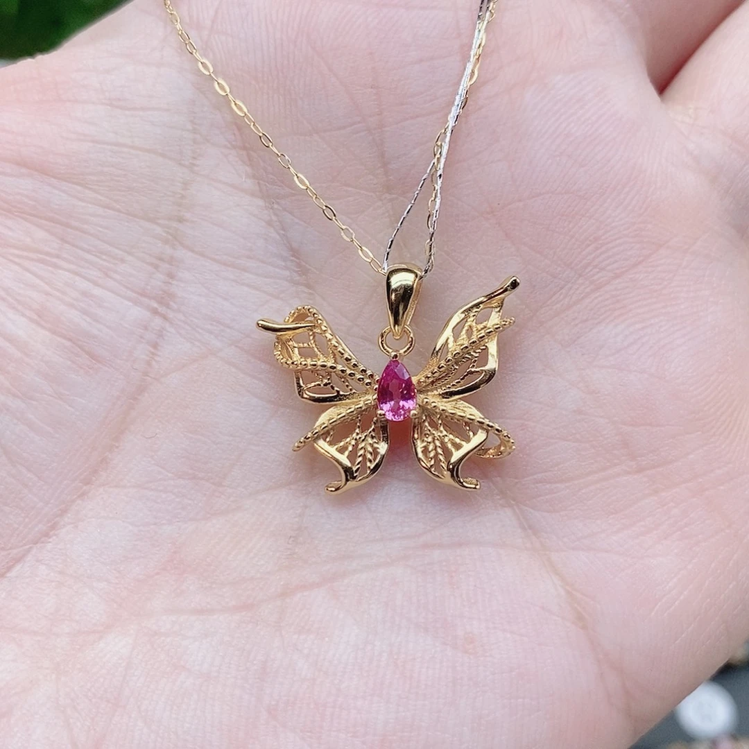 彩色蓝宝石吊坠(赠链)银S925镶嵌