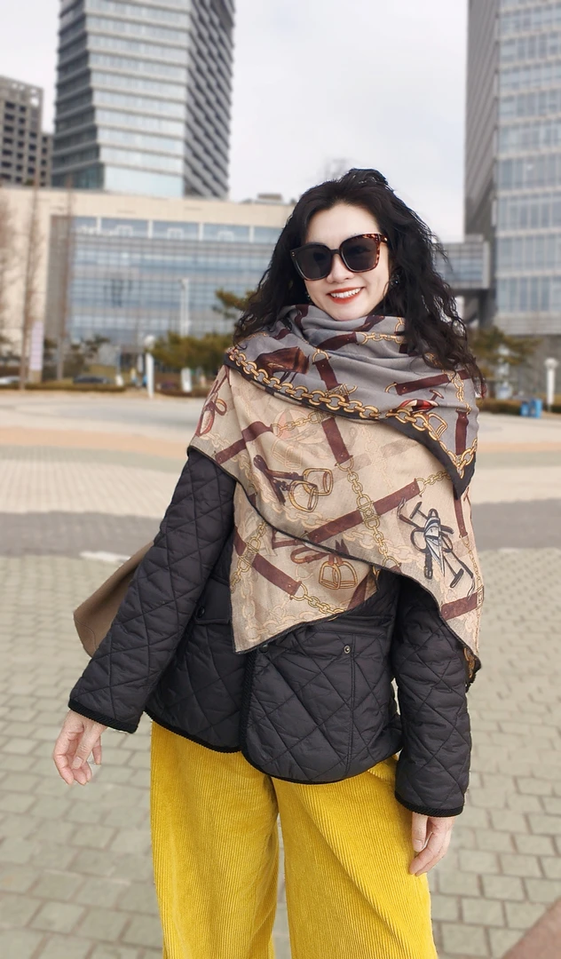 【126大方巾双色链条元素】摩登大方巾围巾（不参加活动）