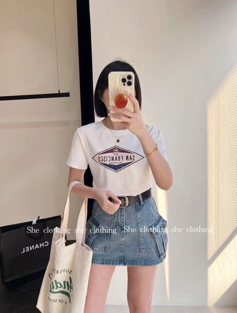 陌图小孟~新款美式印花短袖T恤6508