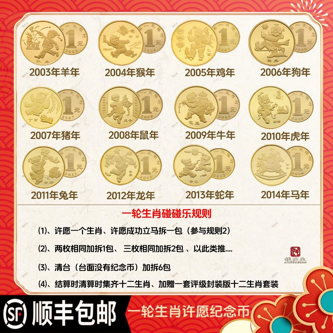 法定货币【个人单-一轮十二生肖】纪念币直播现拆碰碰乐（生肖许愿）