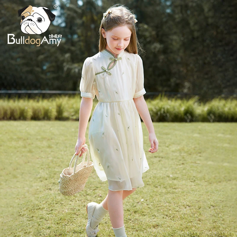 女童中国风连衣裙2025夏季新款洋气儿童改良旗袍裙女孩裙子中大童