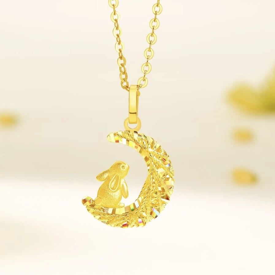 Chow Tai Seng/周大生周大生足金闪闪发光月亮兔挂坠