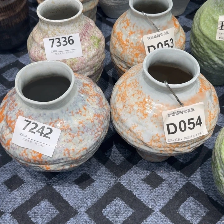 靖***洁瓷片景德镇高温花器编码四只高28口8默认无孔