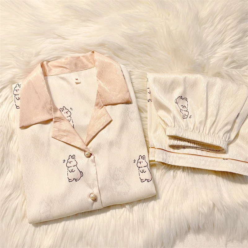 高级感冰丝凉感睡衣女夏天款甜美可爱短袖短裤两件套家居服套装