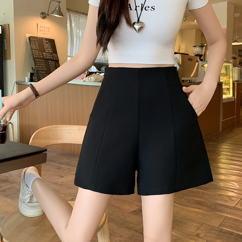 TJ21108专享夏装大码女气质休闲百搭高腰显瘦显腿长西装短裤裙裤