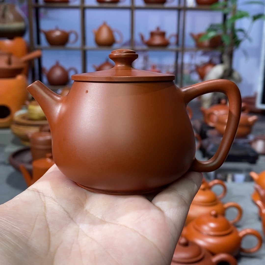 茶壶朱泥章旭文朱泥高瓢壶120c