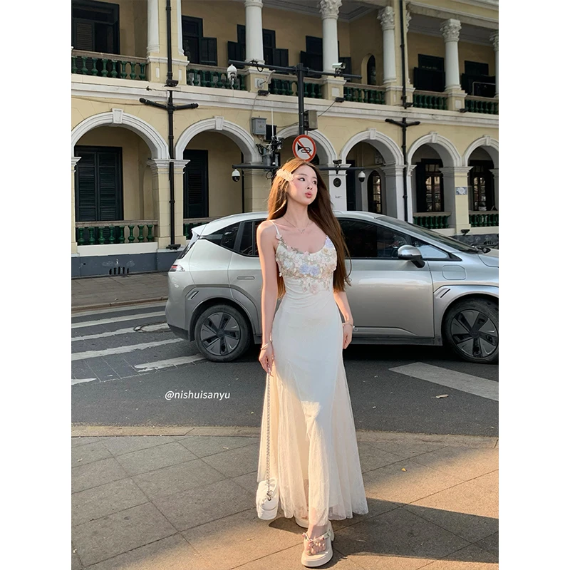 溺水三鱼【春日芭蕾】刺绣包臀高弹鱼尾裙摆性感纯欲辣妹长裙