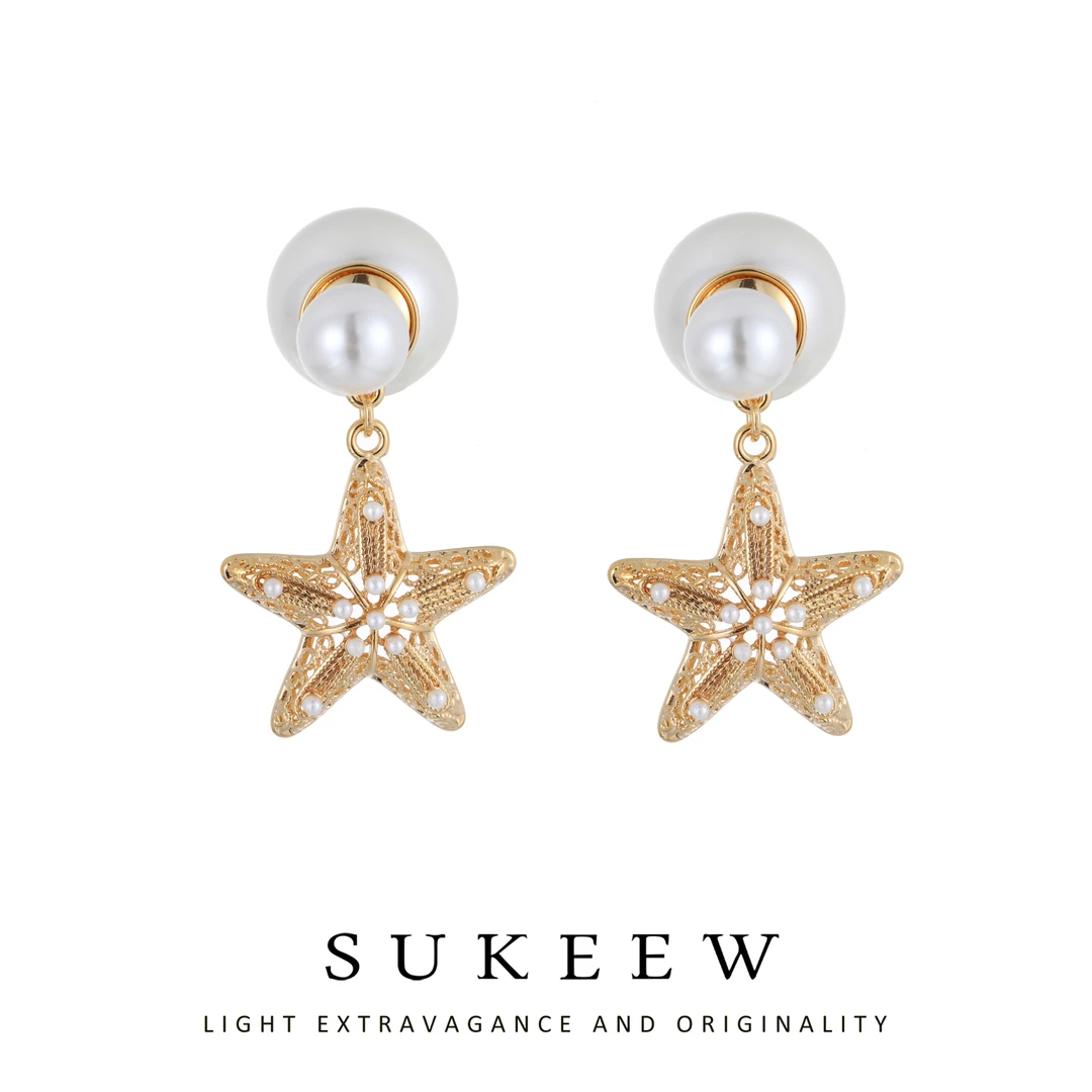 SUKEEW/酥可 铜合金耳饰 复古精致优雅海星气质耳环768202