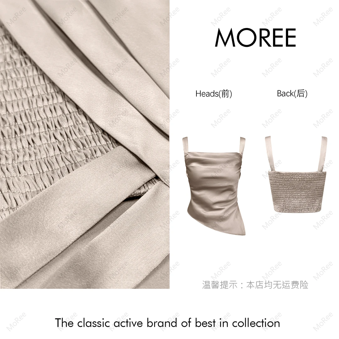 【MOREE】tolérance高级感缎面料打揽背心上衣-3235