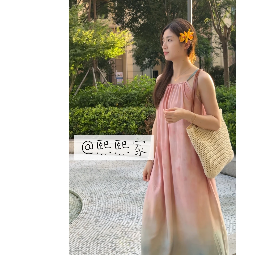 【熙熙家】2025新款绵绸修身连衣裙气质中长款宽松显瘦薄款薄款