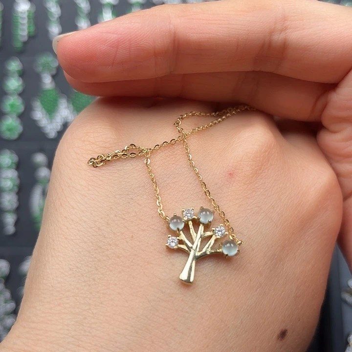 翡翠银S925镶嵌耳饰