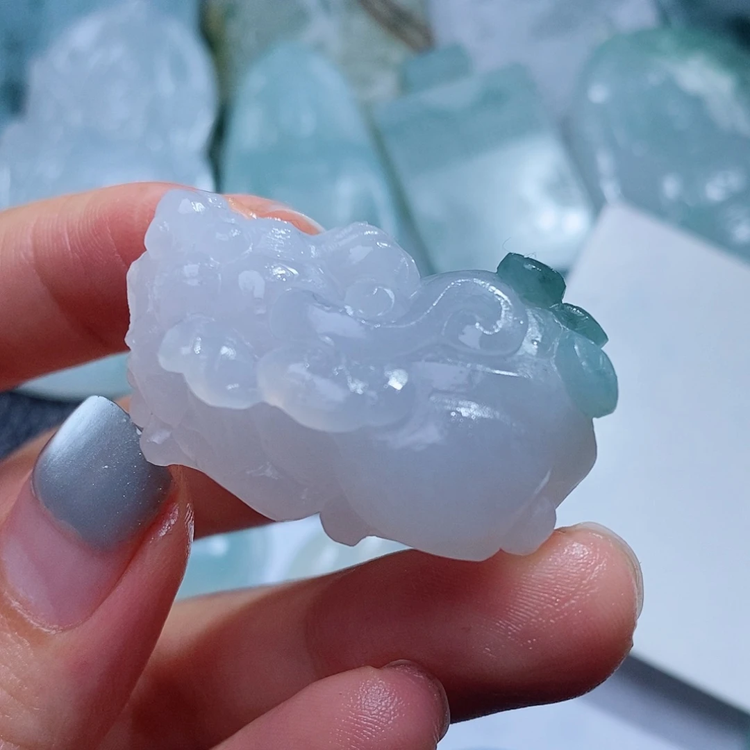 定制翡翠未镶嵌毛货付款后确认抛光