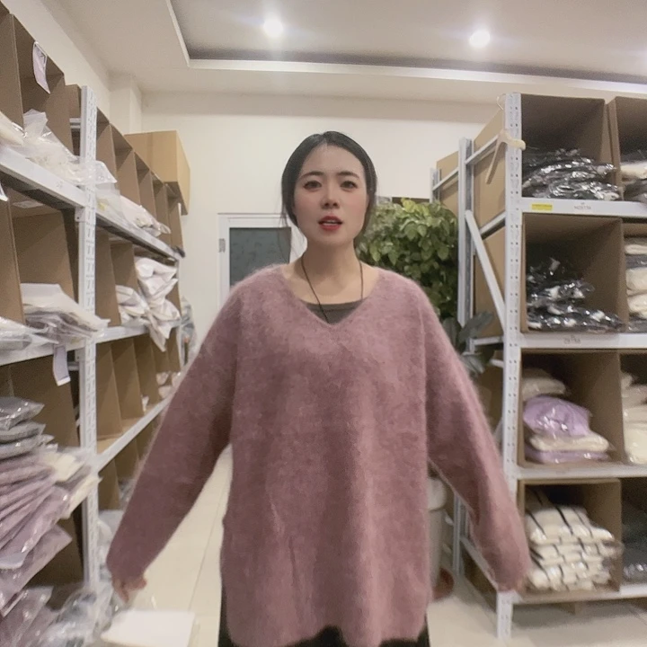 紫色华沙纯山羊绒拉绒均码
