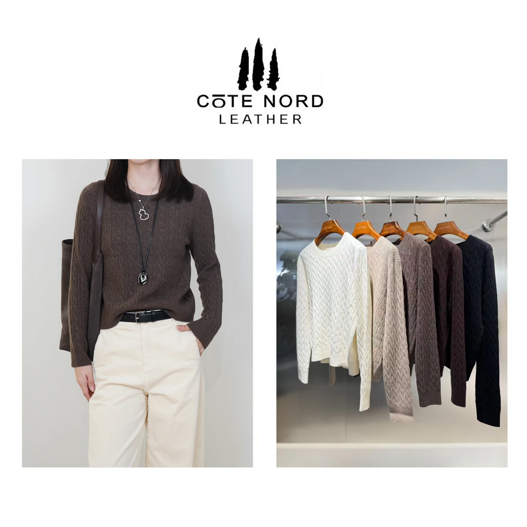 【小钱总】圆领绞花 长袖针织衫百搭休闲内搭毛衣 QJH-10YR019