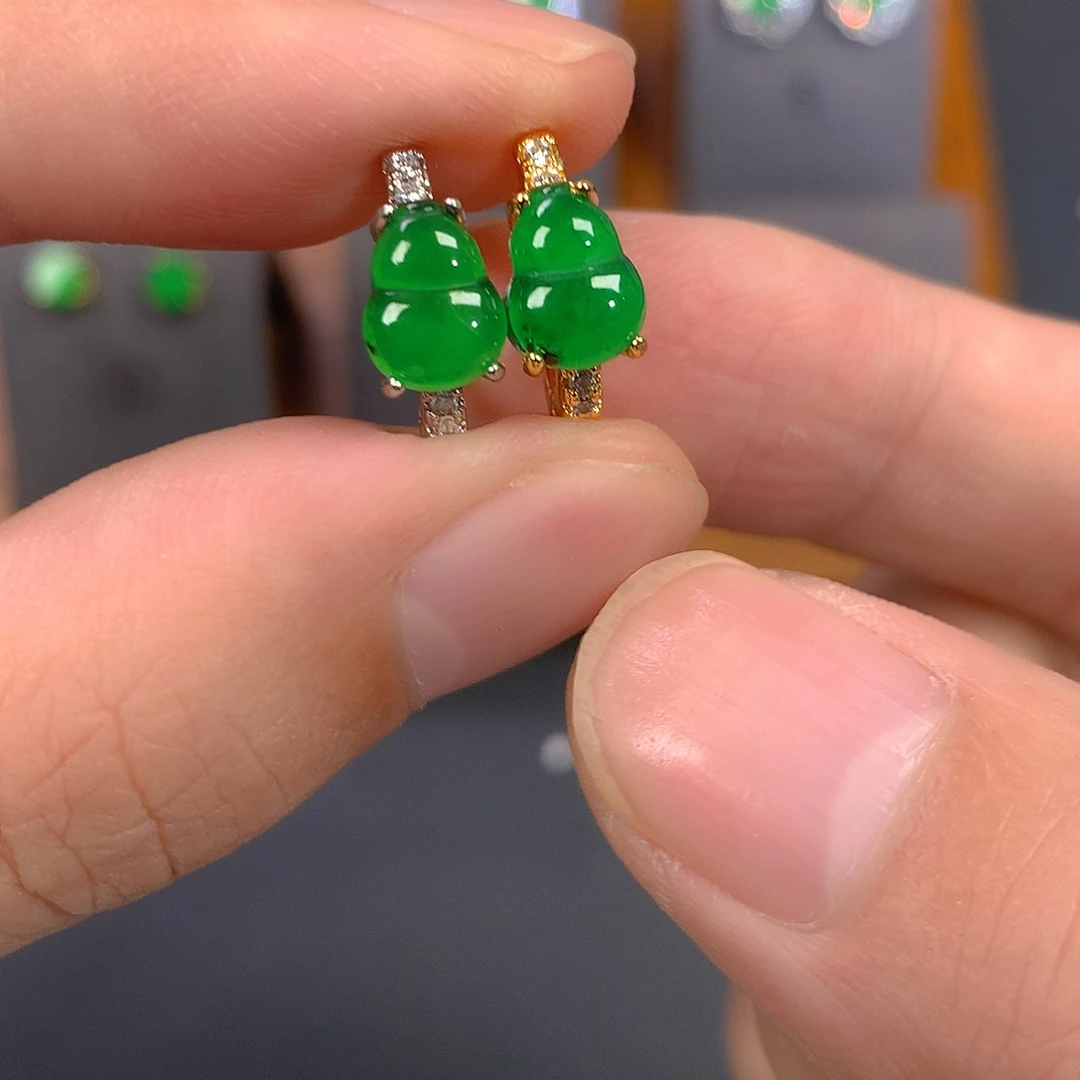 翡翠银S925镶嵌耳饰耳饰