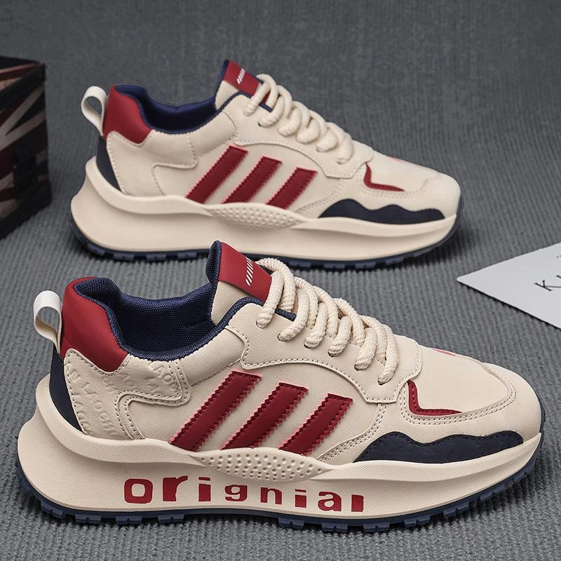 男鞋秋冬季加绒复古三道杠潮流百搭休闲运动单棉同款学生跑步潮鞋