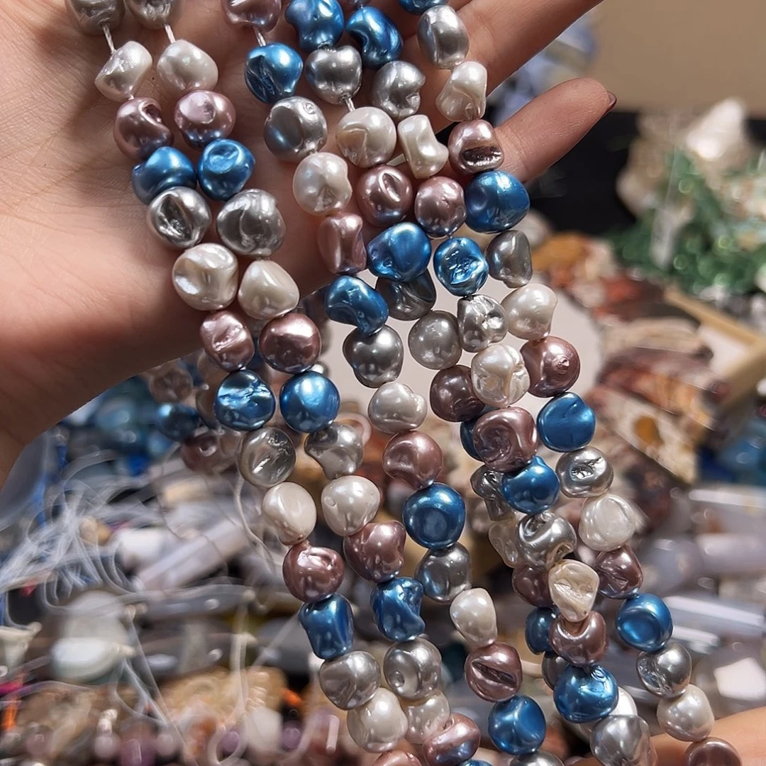 玛瑙/玉髓合金珠宝半成品B248多宝巴洛克珍珠8mm