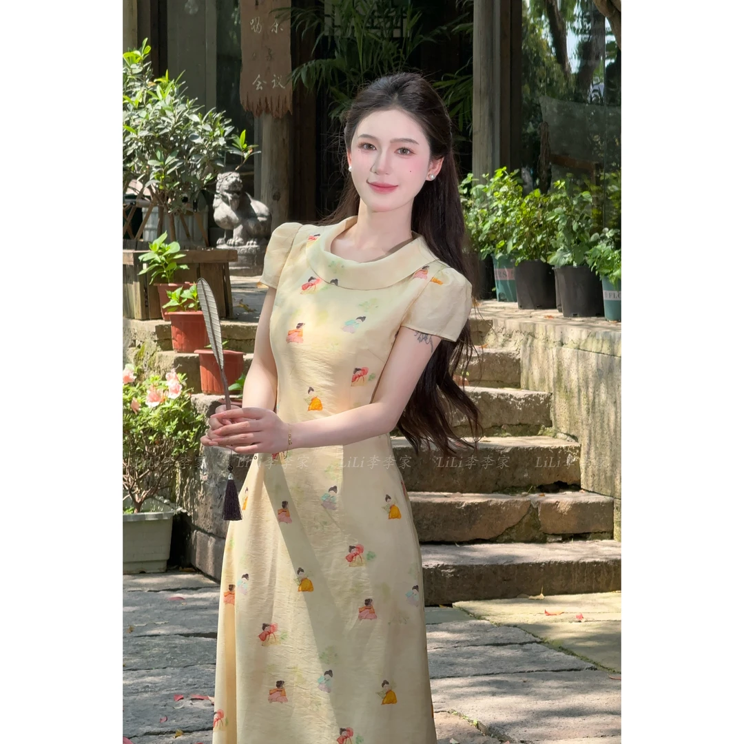【小唐人】LiLi国风新中式甜美少女气质旗袍碎花显瘦连衣裙XMZH6863
