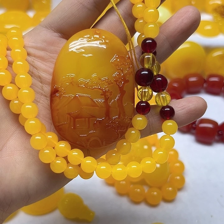 非金属红油山水挂件