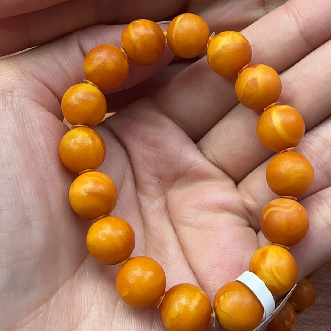 琥珀未镶嵌手链蜜蜡手串10m