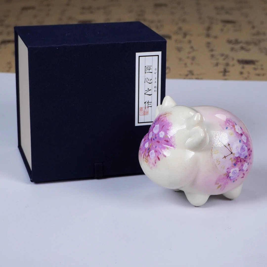10公分檀木手工涂鸦彩绘创意DIY牛摆件