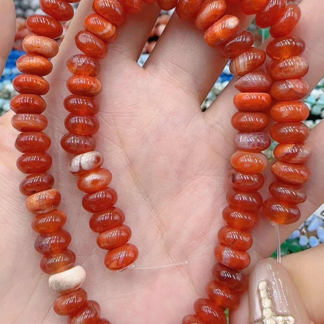 玛瑙/玉髓未镶嵌珠宝半成品奶皮火玛瑙算盘一条卡8