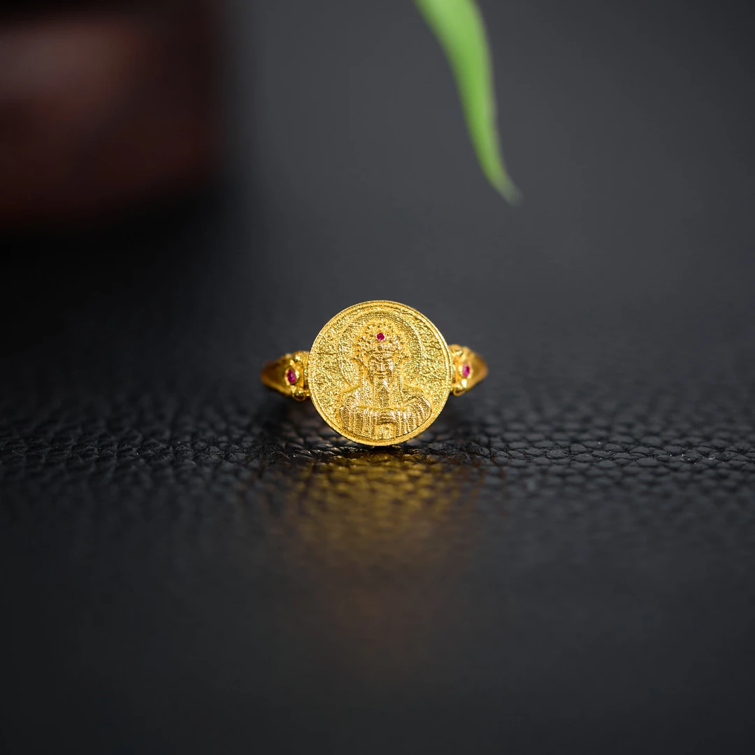 【歪歪】（素金）五爷圆牌戒指*18K镶嵌 XB-H8594