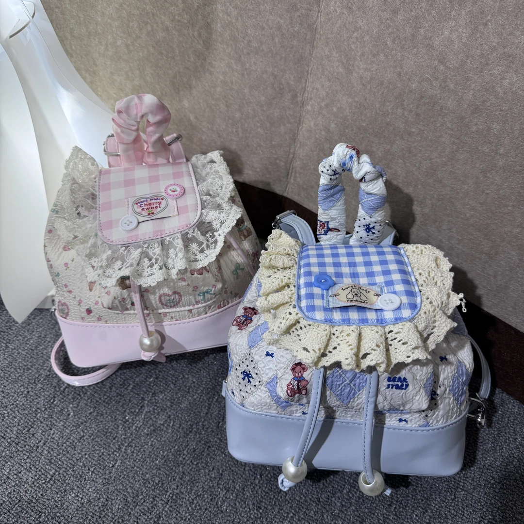 【糖炒栗子】泡泡纱可爱小双肩时尚百搭休闲印花卡通双肩包