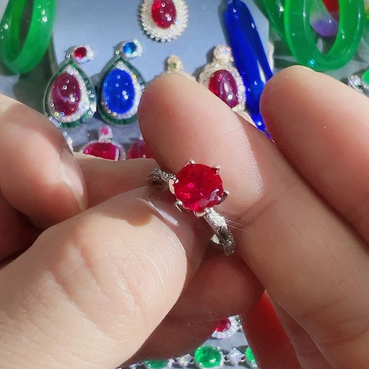 非金属红色蓝色满钻镶嵌