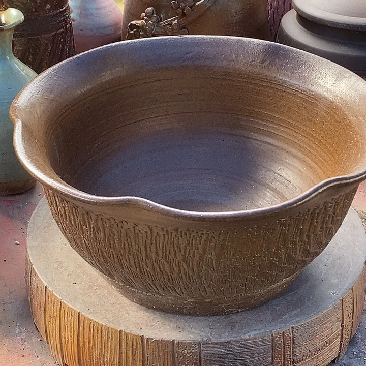 紫砂花盆直25高度12无孔手工处理